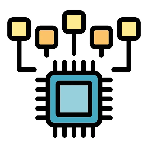 Engineer Factory Processor Icon Outline Vector Work Machine Computer Operator — Stock Vector