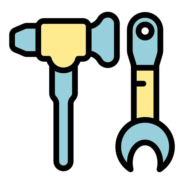 Engineer Tools Icon Outline Vector Worker Process Gear Robot Color — Stock Vector