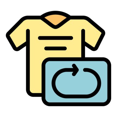 Tshirt dönüş simgesi ana hatları vektörü. Teslimat kutusu. Paket rengini düzleştir