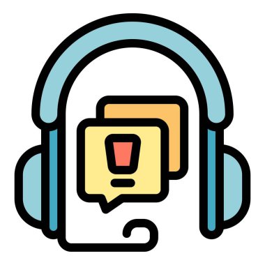 Kulaklık simgesi dış hat vektörü. Kutu sevkiyatı. Servis dağıtım rengi düz