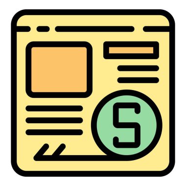 Web Nakit Servis ikonu ana hatları vektörü. Nakit para. İş geri ödeme rengi düz