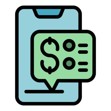 Telefon çevrimiçi ikon ana hatlarını geri ödeme vektörü. Parayı geri ver. İş dönüşü rengi düz