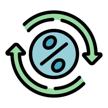 Madeni para ödülü simgesi ana hat vektörü. Parayı geri ver. Dönüş rengi düz