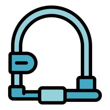 Zincirleme kilit simgesi dış hat vektörü. Güvenlik kilidi. Sokak uygulaması rengi düz