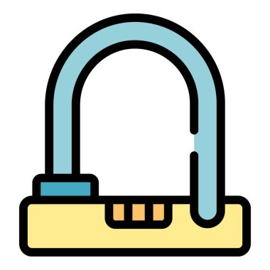 Bisiklet kilidi simgesi ana hat vektörü. Spor güvenliği. Taşıma rengini kilitle