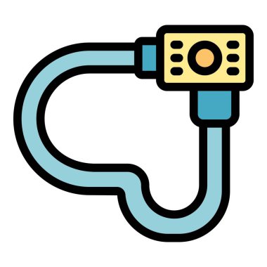 Bisiklet dolabı ikonu ana hat vektörü. Kilitli bisiklet. Spor güvenliği rengi düz