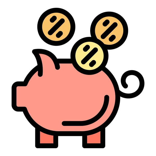Cashback Service Piggybank Icône Contour Vecteur Remboursement Remboursement Couleur Plat — Image vectorielle