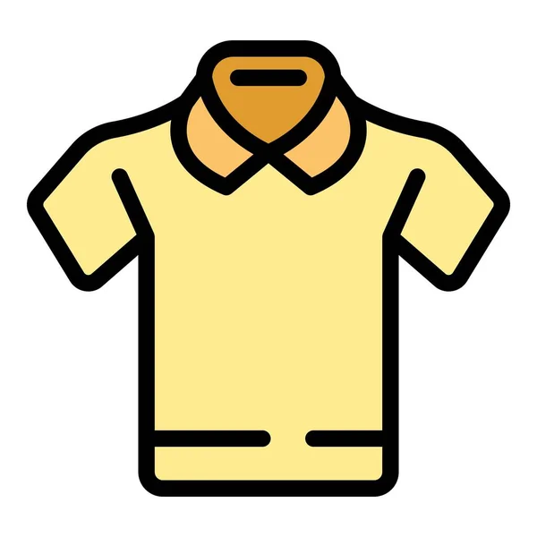 Polo衬衫图标轮廓矢量 空白设计 短前色扁平 — 图库矢量图片