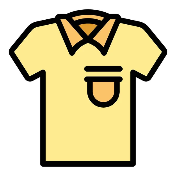 Вектор Контура Значка Пустой Рубашки Дизайн Передней Части Мода Плоский — стоковый вектор