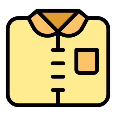 Yeni gömlek simgesi ana hatlı vektör. Boş tasarım. Erkekler bez rengi düz