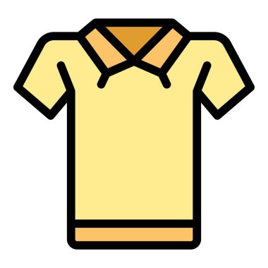 Sıradan gömlek ikonu taslak vektörü. Moda elbisesi. Polo sporunun düz rengi