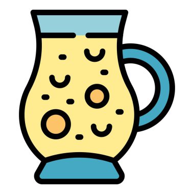 Meyve suyu ikonu ana hatları vektörü. Havuç suyu. Gıda rengi düz