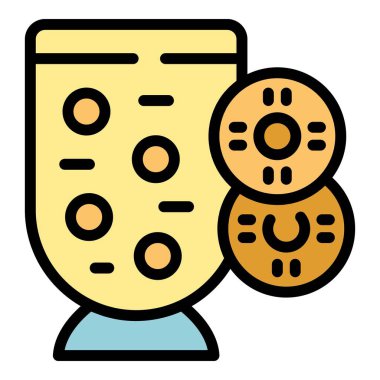 Diyet meyve ikonu ana hatları vektörü. Taze yemek. Doğal sulu renk düz