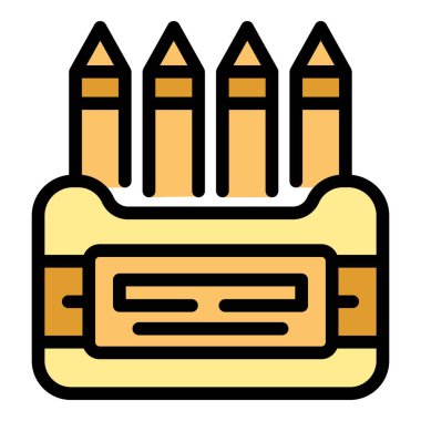 Kalem boyacısı simgesi ana hatları vektörü. Sanat stüdyosu. Fırça tasarımı rengi düz