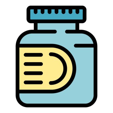 Fıstık ezmesi ikonu ana hatları vektörü. Fındık kavanozu. Amerikan aperatifi