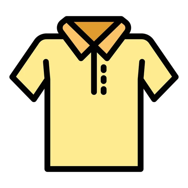 Bomull Skjorta Ikon Kontur Vektor Enhetlig Polo Front Mode Färg — Stock vektor