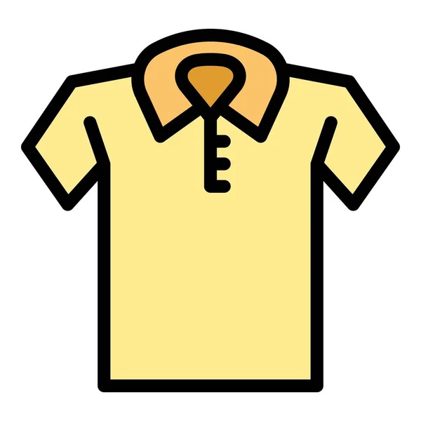 Polo Skjorta Ikon Kontur Vektor Översta Mallen Kort Mode Färg — Stock vektor