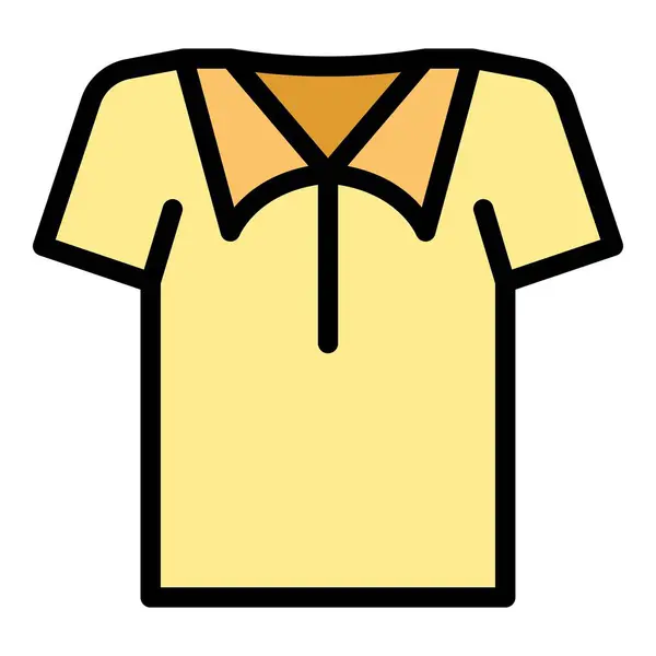 T恤图标轮廓矢量 衬衫的设计 前流行色彩扁平 — 图库矢量图片
