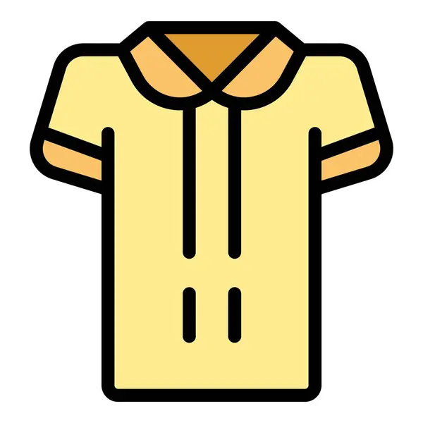 Vektor Obrysu Ikony Košilového Oblečení Krátká Fronta Šablona Bavlněné Barvy — Stockový vektor