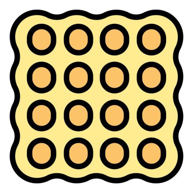 Pişmiş waffle ikonu ana hatları vektörü. Belçika gofreti. Pasta rengi düz