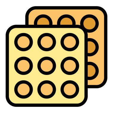 Mutfak waffle ikonu ana hatları vektörü. Wafer Meydanı. Pasta rengi düz