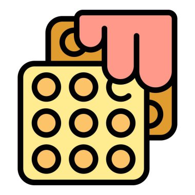 Pişirilmiş yemek ikonu ana hatları vektörü. Belçika waffle 'ı. Wafer Belçika Düz