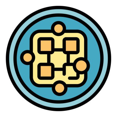 Yuvarlak waffle ikonu ana hatları vektörü. Belçika pastası. Sabah kurabiyesi rengi düz