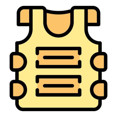 Kevlar yelek ikonu ana hat vektörü. Kurşun geçirmez zırh. Ceket koruma rengi düz