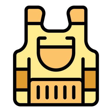 Yelek simgesi ana hat vektörü. Polis kurşun geçirmez. Taktik zırh rengi düz