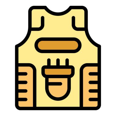 Yelek simgesi ana hat vektörü korunuyor. Kurşun geçirmez zırh. Polis koruma rengi düz