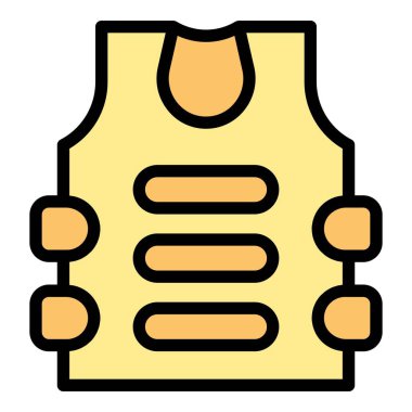 Kurşun korumalı yelek ikon ana hat vektörü. Polis zırhı. Ordu renginde daire