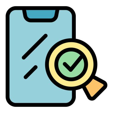 Akıllı telefon garanti belgesi ana hatları vektörü. Kart etiketi. Para sertifikası rengi düz