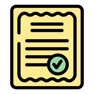 Garanti kartı simgesi ana hatlı vektör. Sertifika mektubu. Etiket rozet rengi düz