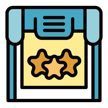 Yıldız çizici simgesi ana hatları vektörü. Yazıcı biçimi. Veri aygıtı rengi düz