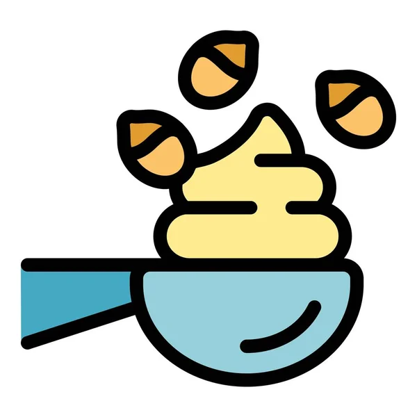 Peanut Butter Icon Outline Vector Nut Jar American Cream Color — Stock Vector