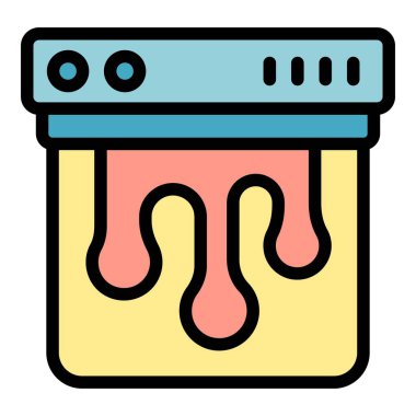 Çevrimiçi boya kovası ikonu ana hatları vektörü. Bilgisayar ofisi. Çizim aygıtı rengi düz