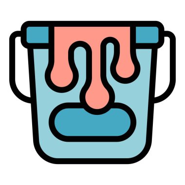 Boya kovası ikonu ana hatlı vektörü. Çerçeve makinesi. Ofset bilgisayar rengi düz