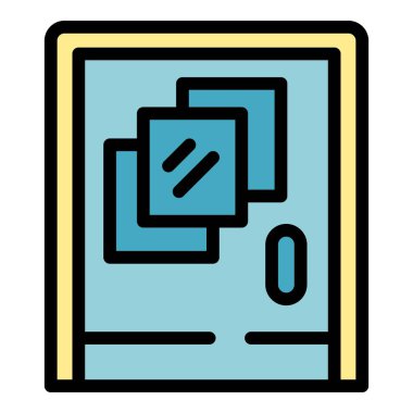 Çerçeve kapısı ikon ana hatları vektörü. Ahşap. Duvar evi rengi düz