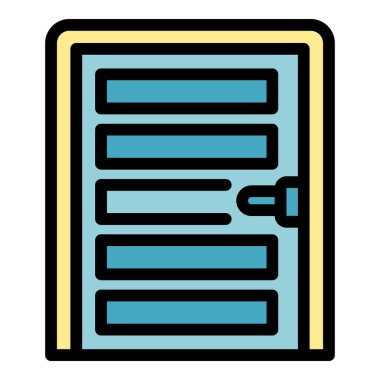 Dış kapı simgesi ana hat vektörü. Ev duvarı. Bina ofis rengi düz