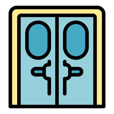 Gemi kapısı simgesi ana hat vektörü. Cam tasarımı. Dış giriş rengi düz