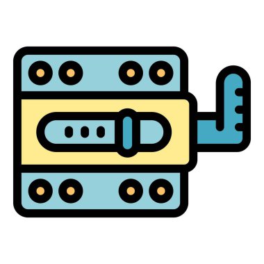 Kapı kilidi ikon ana hat vektörü. Ev cephesi Tahta dış renk düz