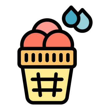 Basket mürekkebi simgesi çizim vektörü. Doğal boya. Güvenli ürün rengi düz