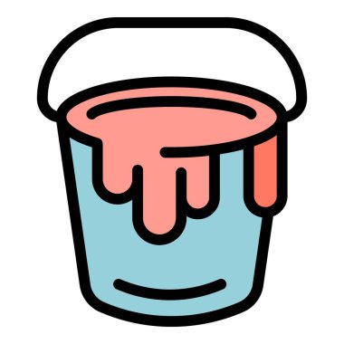 Boya kovası ikonu ana hatlı vektörü. Yemek kreması. Doğal boya rengi düz