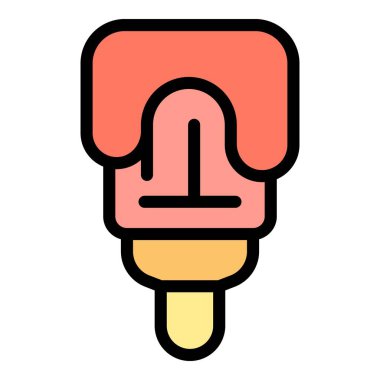 Doğal boya fırçası ikonu ana hatları vektörü. Organik krem. Kimyasal gıda rengi düz