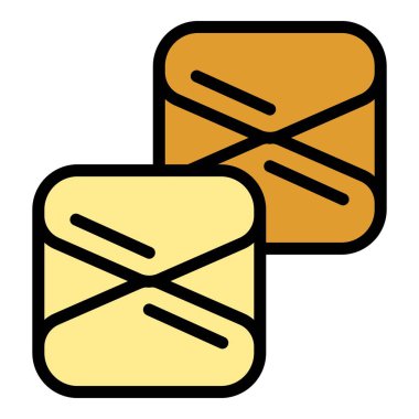 Gürcistan Khachapuri ikonu ana hat vektörü. Yemek ekmeği. Mutfak tabağı rengi düz