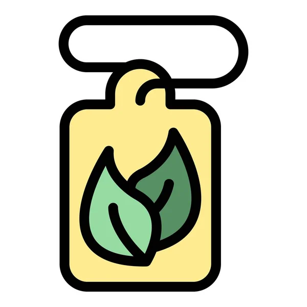 Eco Tag Symbol Umrissvektor Bio Sahne Natürliche Etikettenfarbe Flach — Stockvektor