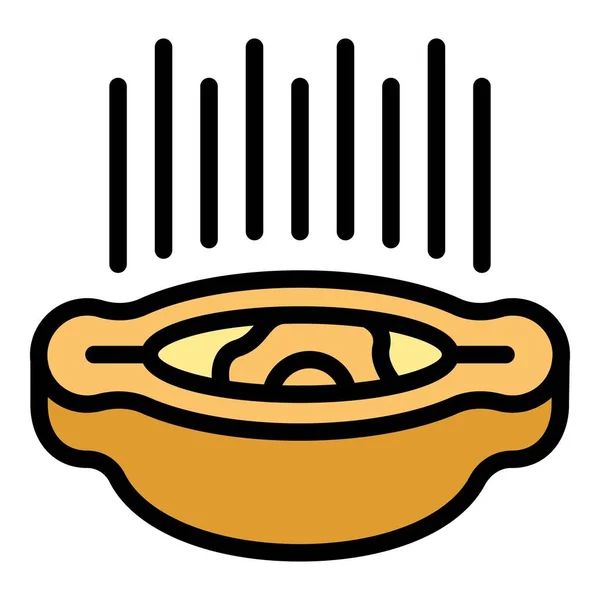 Sıcak Khachapuri Simgesi Ana Hat Vektörü Yemek Ekmeği Yemek Yemeği — Stok Vektör