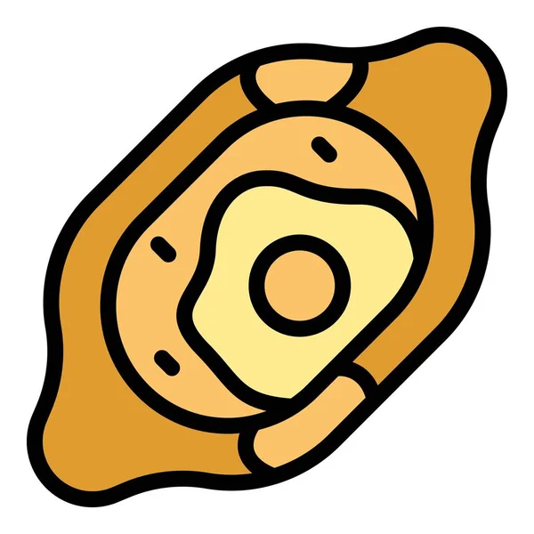 Vektor Osnovy Ikony Khachapuri Vaření Breakfast Egg Color Flat — Stockový vektor