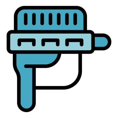 Silah tasarımı ikonu ana hat vektörü. Oyun hedefi. Kan üniforması rengi düz