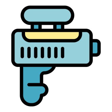 Paintball zırh ikonu ana hat vektörü. Taşak boyası. Silah lekesi rengi düz